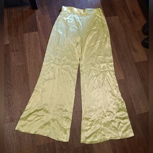 Galvan Escape Satin Wide-Leg Pants in Light Green Sz 8
